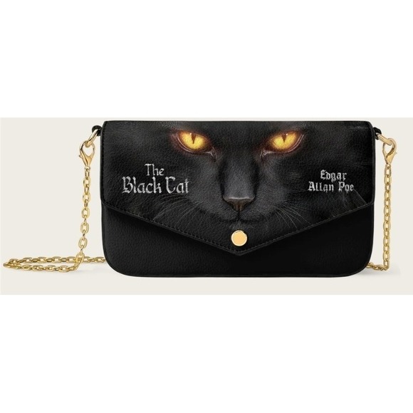 lettoria Handbags - The Black Cat Chain Crossbody Bag Vegan Leather New Horror Halloween